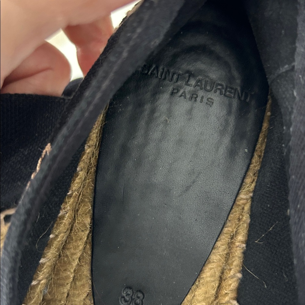 Yves Saint Laurent Black Canvas Espadrilles with Jute Trim - Picture 9 of 11